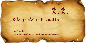 Káplár Klaudia névjegykártya