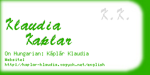 klaudia kaplar business card