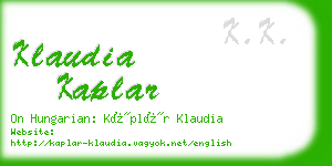 klaudia kaplar business card